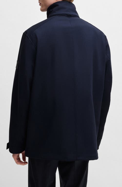 Shop Hugo Boss Boss Cielo Snap-up Jacket In Dark Blue