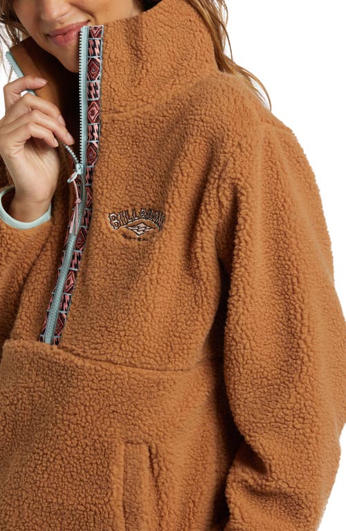 Shop Billabong Horizon High Pile Fleece Half Zip Sweatshirt In Sandalwood