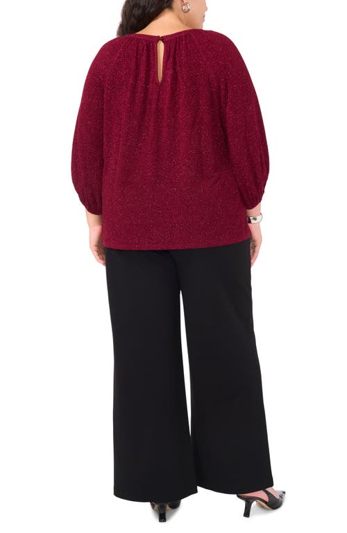 Shop Vince Camuto Sparkle Keyhole Peasant Top In Ruby