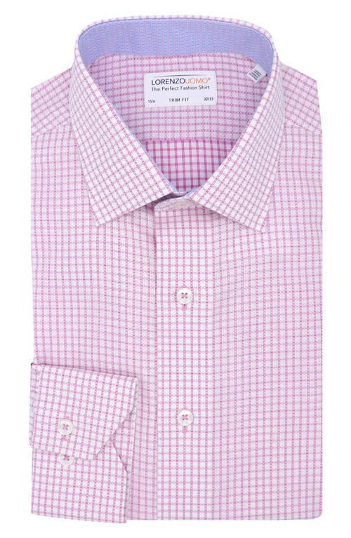 Shop Lorenzo Uomo Trim Fit Textured Windowpane Dress Shirt In Pink/white