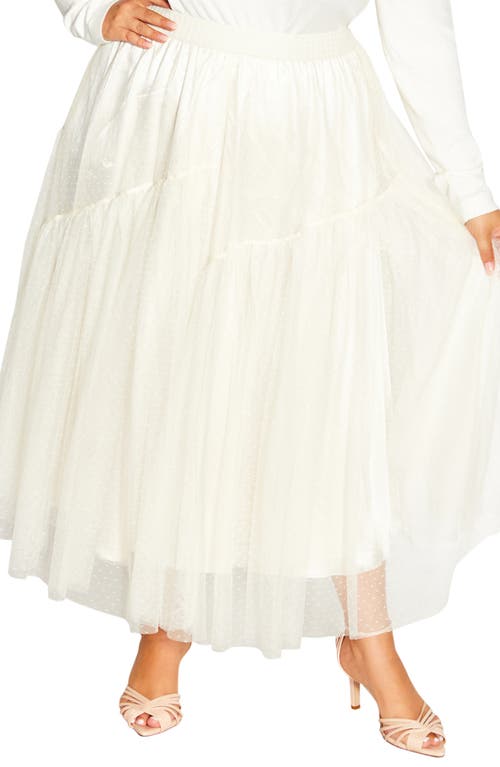 City Chic Luna Tulle Skirt in Pearl
