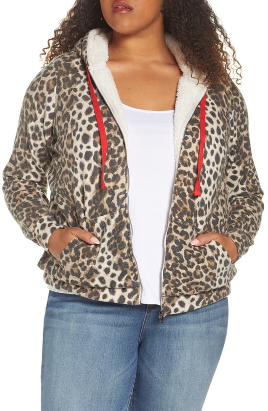 Bobeau Remington Faux Shearling Lined Hooded Jacket In Brown Animal
