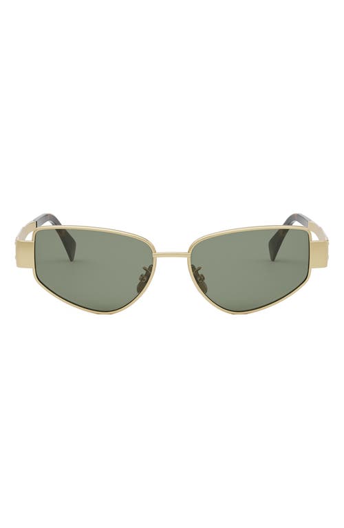 CELINE Triomphe 55mm Cat Eye Sunglasses in Shiny Endura Gold /Green 