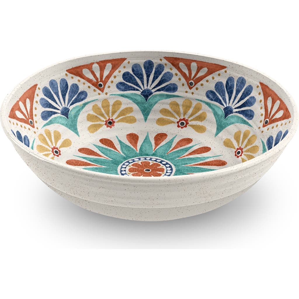 Tarhong Desert Rio Melamine Serving Bowl In White Multi