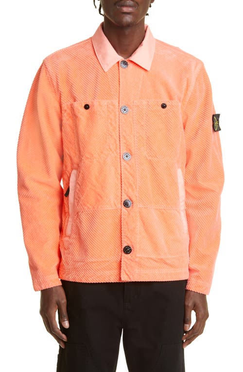 Stone Island Lightweight Cotton Corduroy Fatigue Jacket in Peach