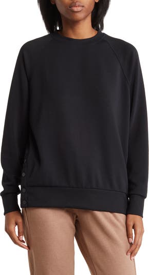 90 Degree By Reflex Womens Casual Fit Long Sleeve Hooded Basic Sweatshirt -  Black Large