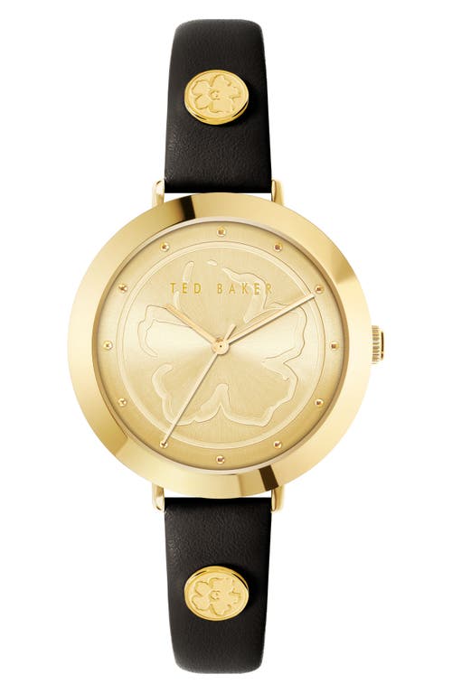 Ted Baker London Ammy Magnolia 3h Leather Strap Watch, 34mm In Black