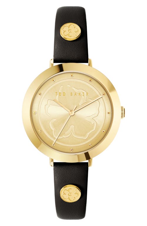 Ted Baker London Ammy Magnolia 3h Leather Strap Watch, 34mm In Gold/cream/black