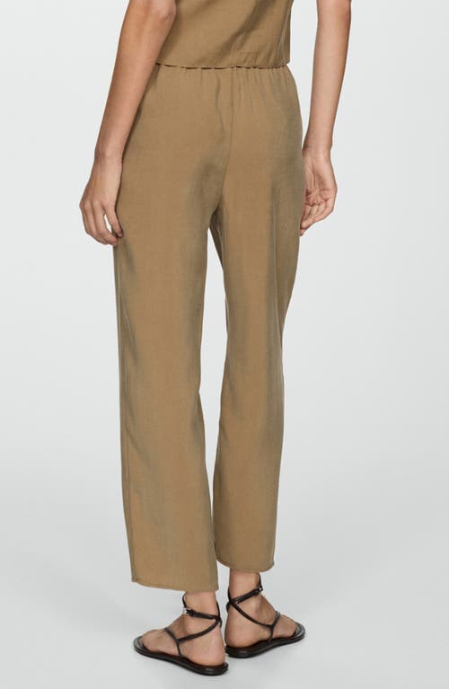 Shop Mango Drawstring Ankle Straight Leg Pants In Medium Brown