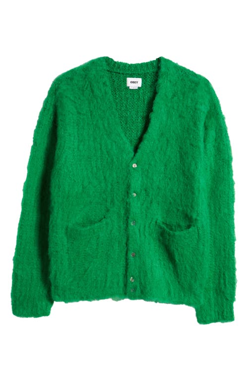 Shop Obey Patron Cardigan In Bright Green