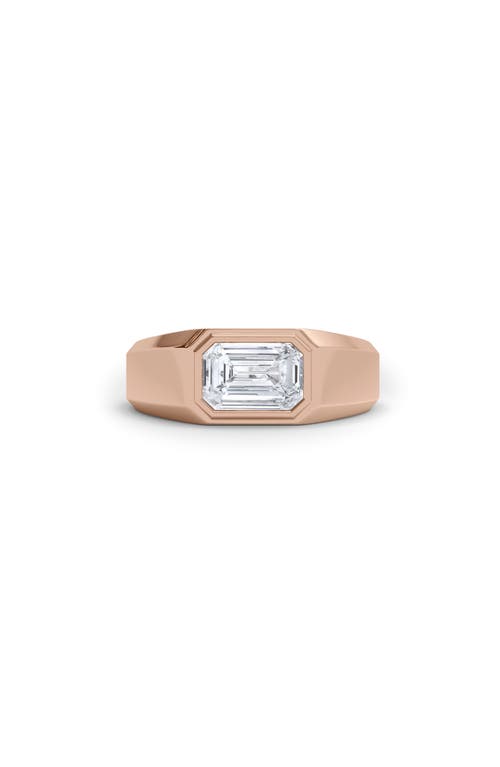 Hautecarat Emerald Cut Lab Created Diamond Signet Ring In 2.00 Ctw 18k Rose Gold
