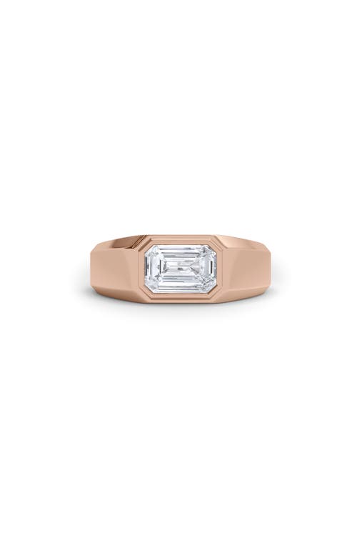 Shop Hautecarat Emerald Cut Lab Created Diamond Signet Ring In 2.00 Ctw 18k Rose Gold