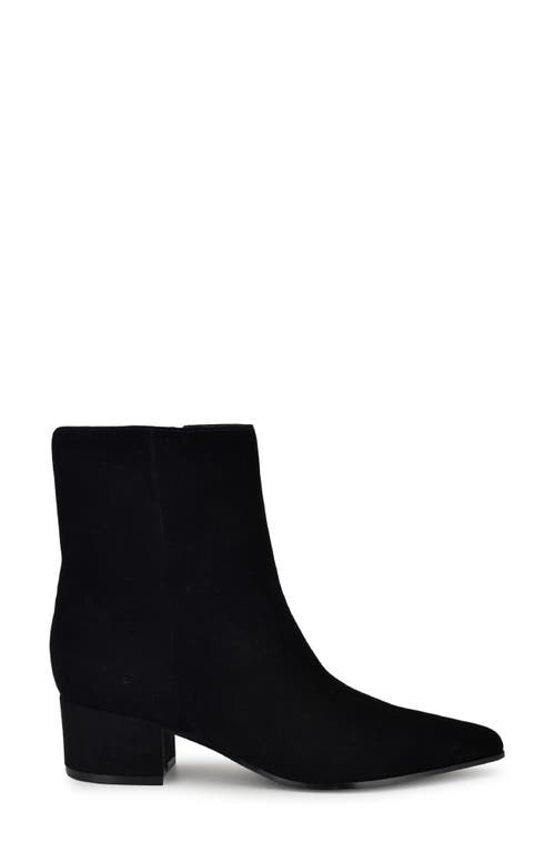 Nine West Maribu Womens Pointed Toe Block Heel Ankle Boots In Black Suede