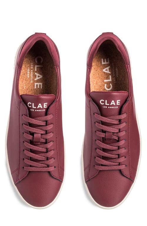 Clae Bradley Faux Leather Sneaker In Bordeaux Grape