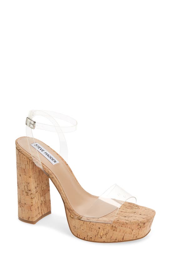 Steve Madden Women's Lessa High Heel Platform Sandals In Clear