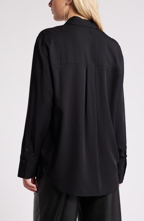 Shop Open Edit Relaxed Fit Long Sleeve Button-up Shirt In Black