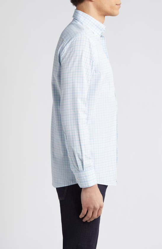 Shop Peter Millar Crown Crafted Rollins Performance Poplin Button-down Shirt In Iced Aqua