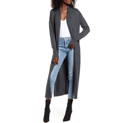 Leith Longline Open Cardigan, Grey