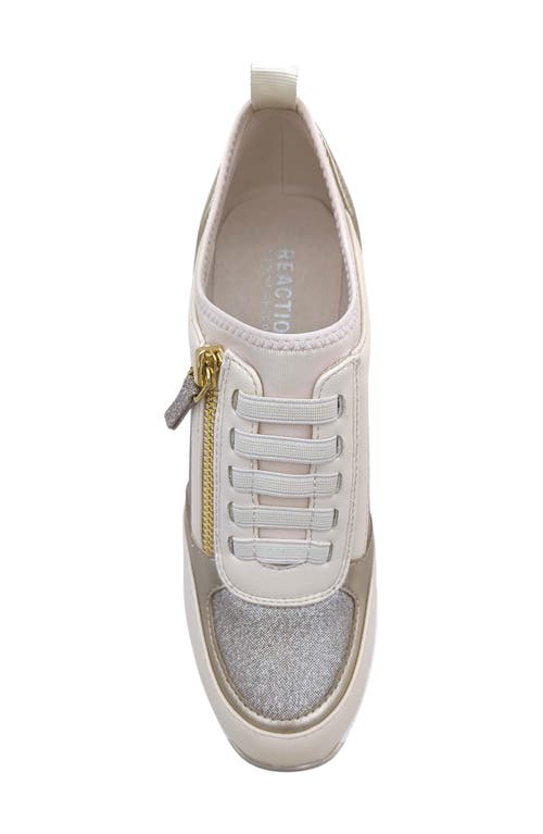 Reaction Kenneth Cole Fiona Platform Wedge Sneaker In Cream Mesh