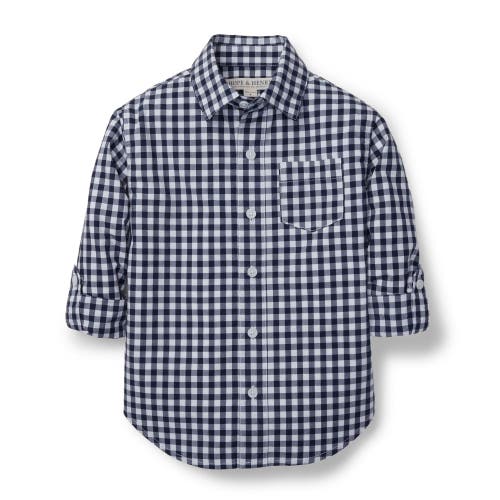 Shop Hope & Henry Boys' Poplin Button Down Shirt, Kids In Navy Gingham