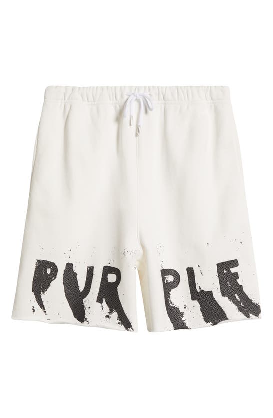 Shop Purple Brand Logo Cotton Graphic Fleece Sweat Shorts In White