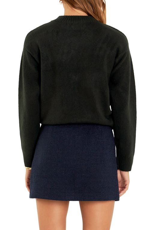 English Factory Teddy Bear Embellished Crewneck Sweater In Dark Green