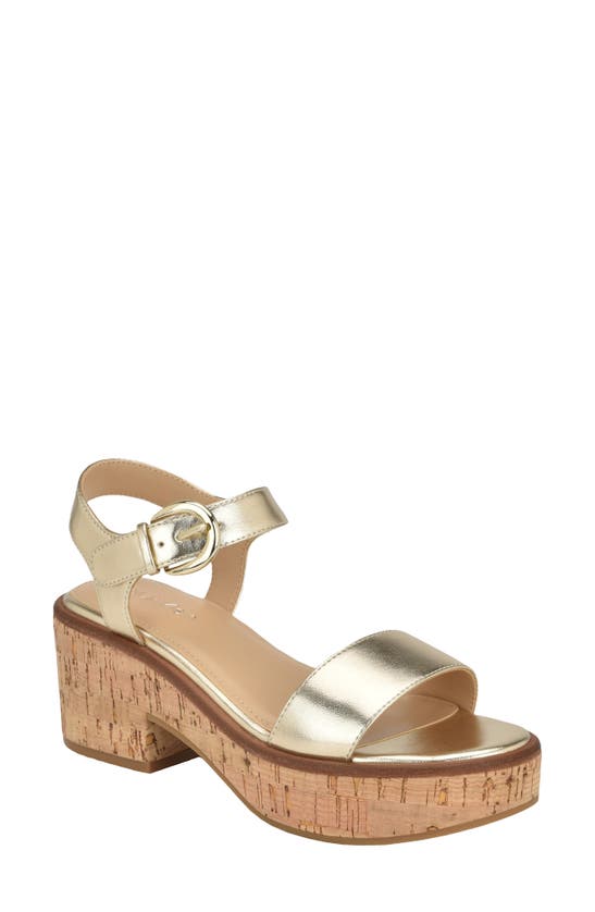 Shop Calvin Klein Isleen Ankle Strap Platform Sandal In Gold