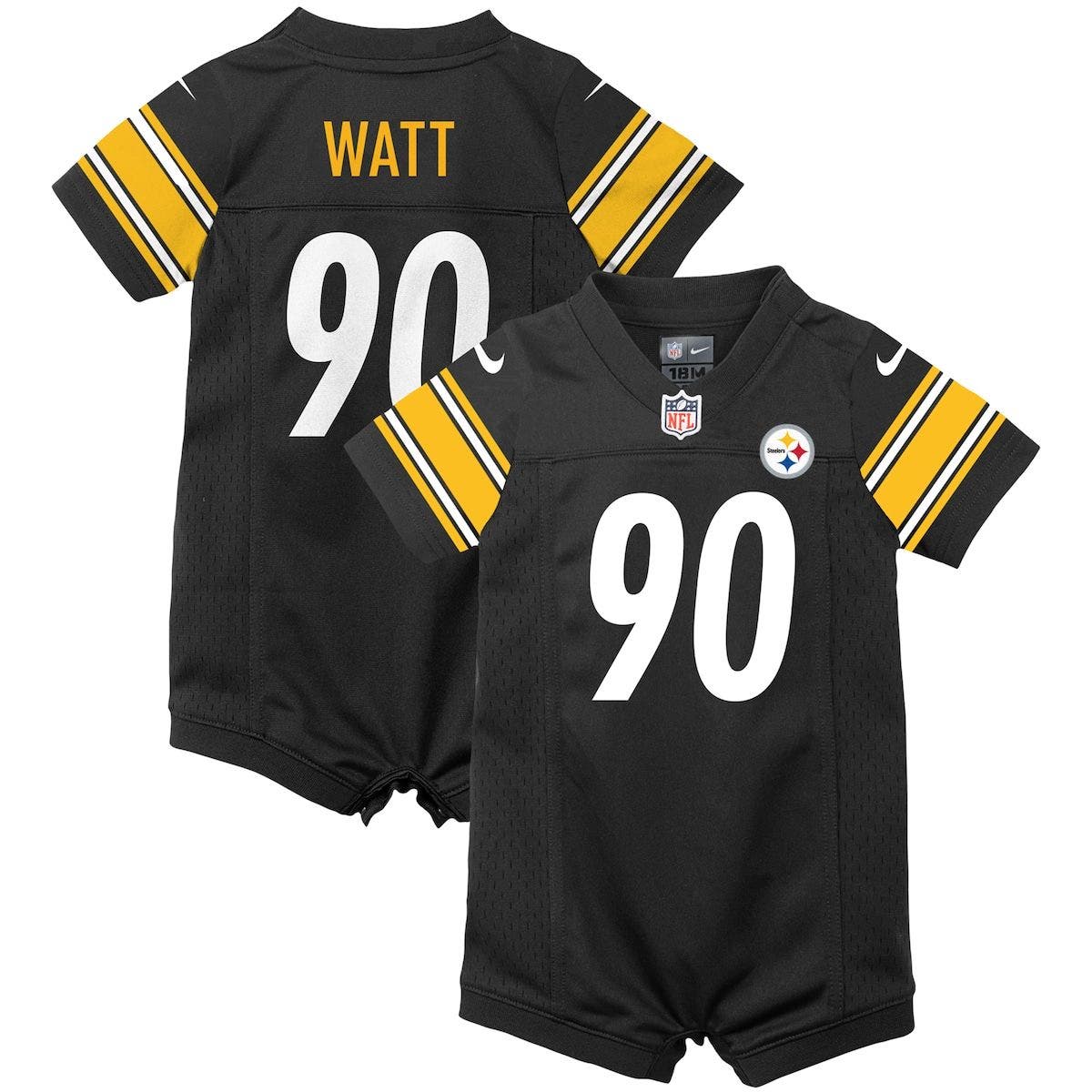Watt Black Pittsburgh Steelers Game Romper Jersey at Nordstrom Infant T.J Nordstrom Clothing Underwear Rompers 
