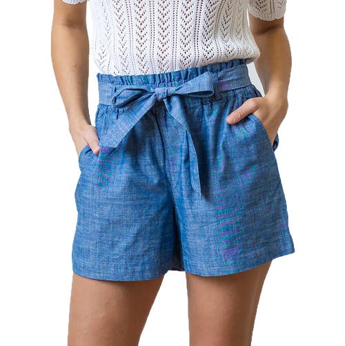 Shop Hope & Henry Organic Cinch Waist Short In Blue Chambray