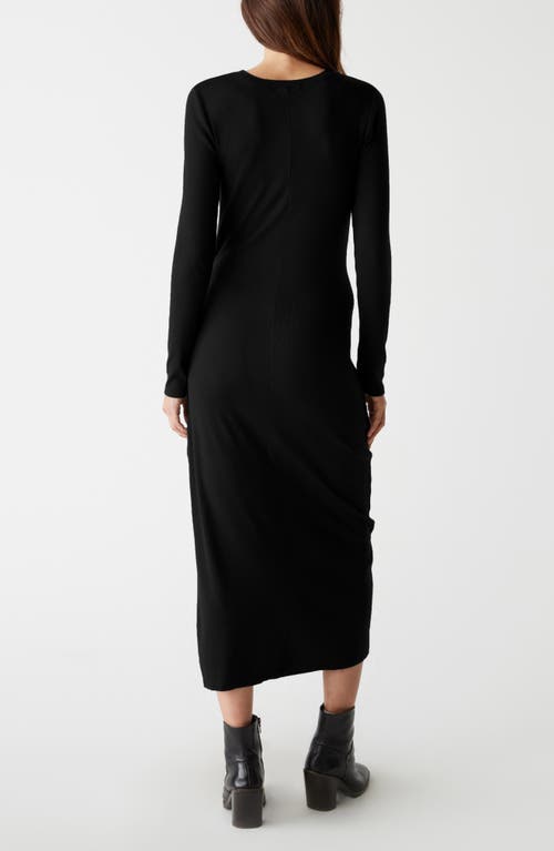 Shop Michael Stars Yessenia Wrap Front Long Sleeve Midi Dress In Black