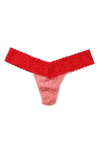 Hanky Panky Signature Lace Low Rise Thong In Himalyan Pink/showgirl Red