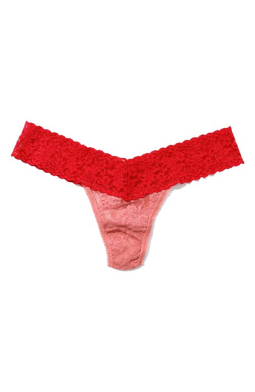 Hanky Panky Signature Lace Low Rise Thong In Himalyan Pink/showgirl Red