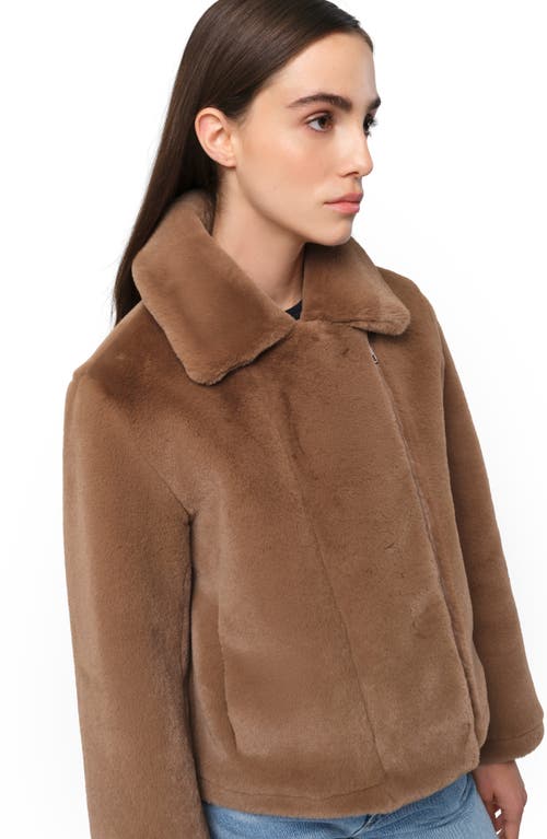 Shop Apparis Dahlia Pluche™ Faux Fur Moto Jacket In Camel