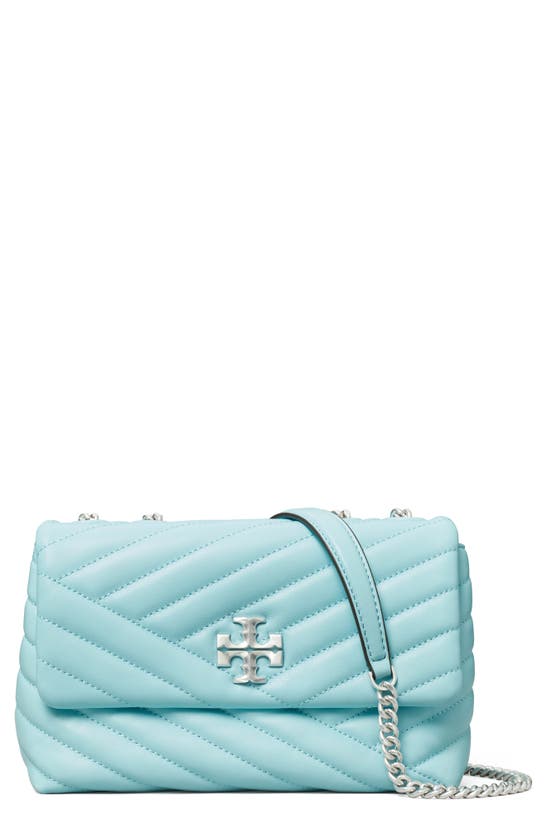 Tory Burch Small Kira Chevron Leather Convertible Shoulder Bag In Light Celeste