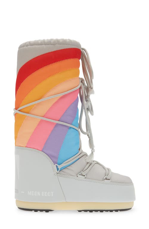 Moon Boot Kids' Rainbow Print Icon Water Repellent ® In Glacier/blue-red