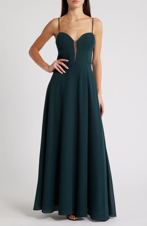 Shop Lulus Stunning Grace Chiffon Gown In Emerald Green