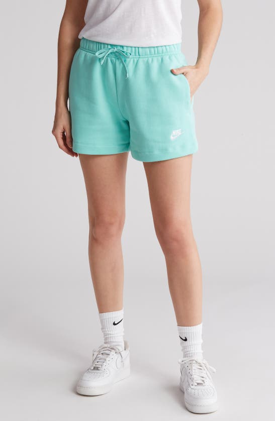 Shop Nike Club Fleece Shorts In Emerald Rise/ White