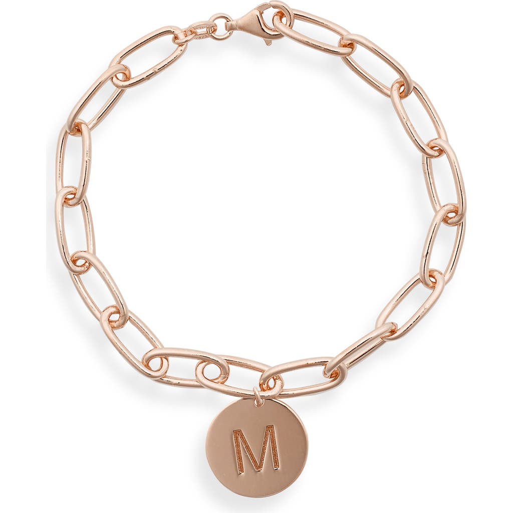 Meshmerise Initial Disc Charm Bracelet In Rose-m