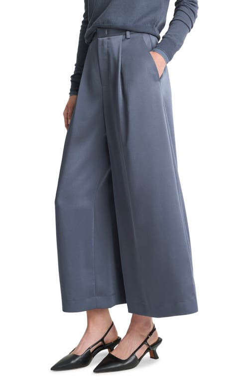 Shop Vince Mid Rise Satin Culottes In Dk Water