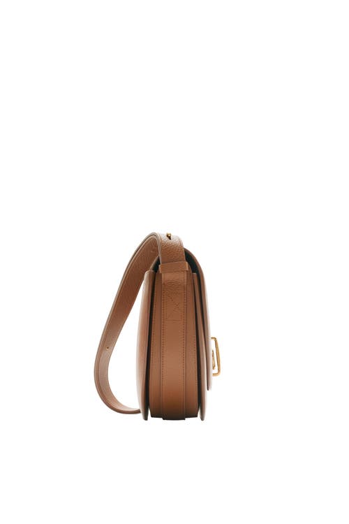 Burberry Rocking Horse Small Leather Saddle Crossbody Bag In Hazel