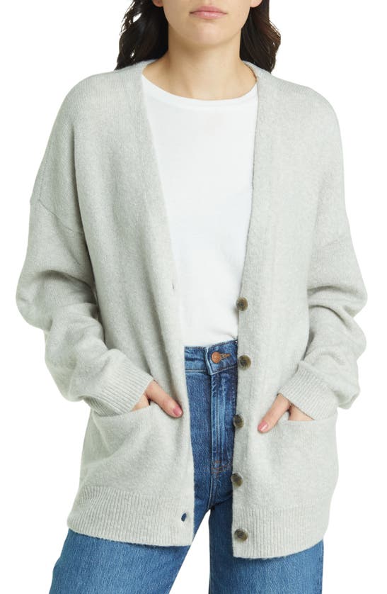 Treasure & Bond Clean Oversize Cardigan In Grey Light Heather