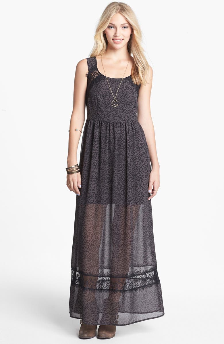 Mimi Chica Lace Inset Print Maxi Dress (Juniors) | Nordstrom