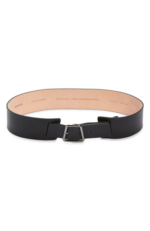 Akris Oblique Leather Belt in 009 Black