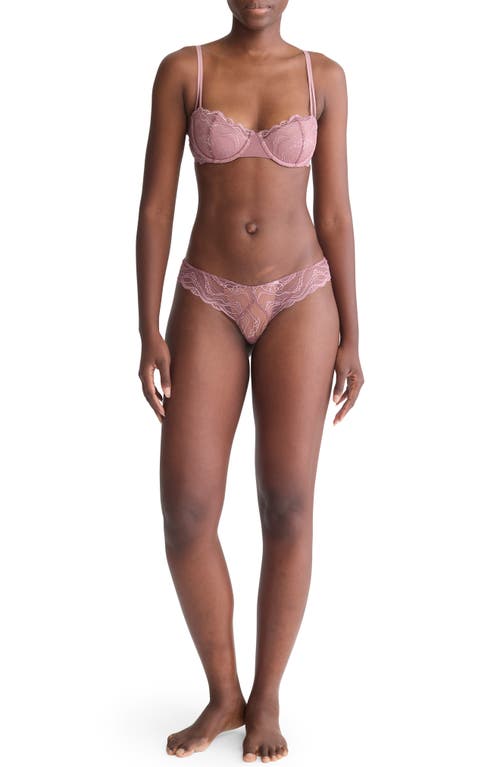 Shop Calvin Klein Essentials Light Lace Underwire Bra In Vintage Pink