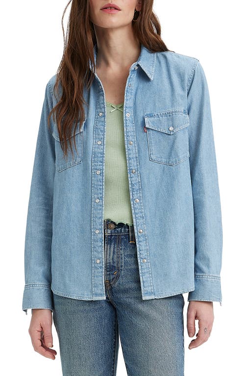 levi's Iconic Western Snap-Up Shirt Old 517 Blue 2 at Nordstrom,