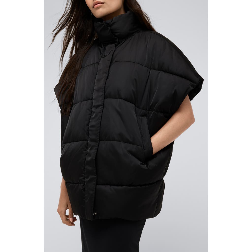 Kenneth Cole Oversize Tapered Quilted Vest In Black