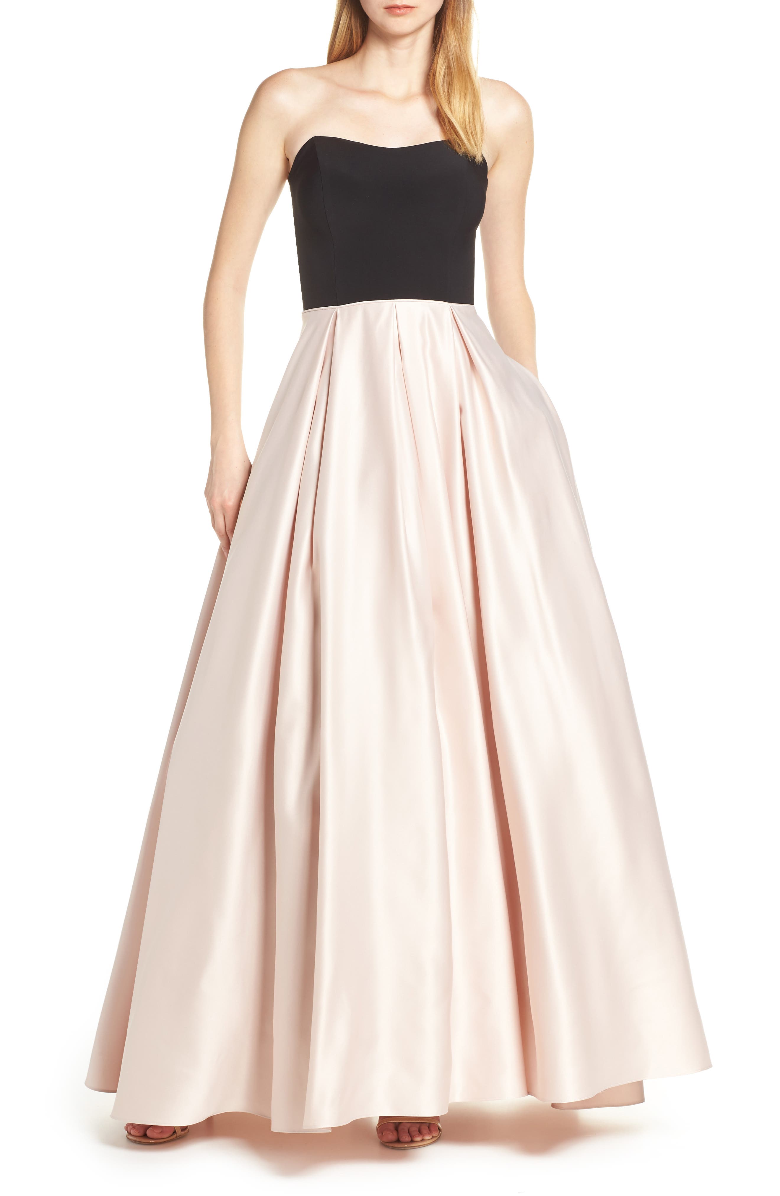 Blondie Nites Strapless Satin Evening Dress