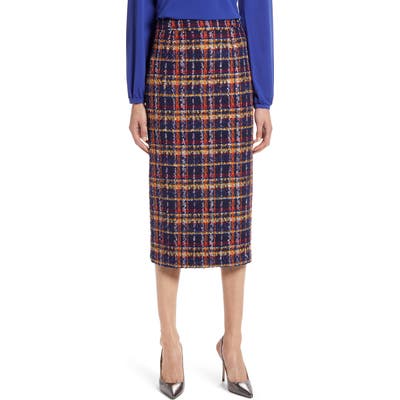 Petite Halogen Tweed Pencil Skirt, Blue