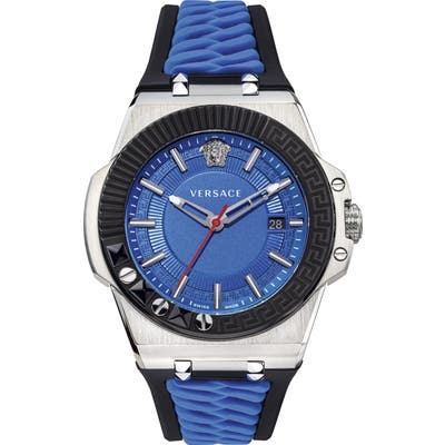 Versace Chain Reaction Silicone Strap Watch, 45Mm