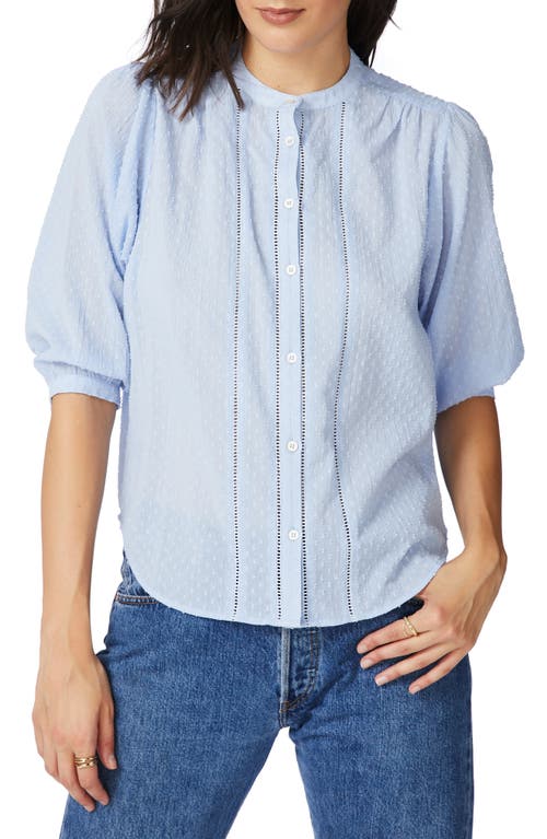Court & Rowe Clip Dot Short Sleeve Cotton Shirt in Chambray Blue